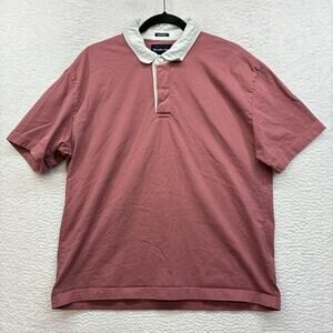 Abercrombie & Fitch Polo Shirt Mens Medium Pink Oversized Contrast Collar Cotton